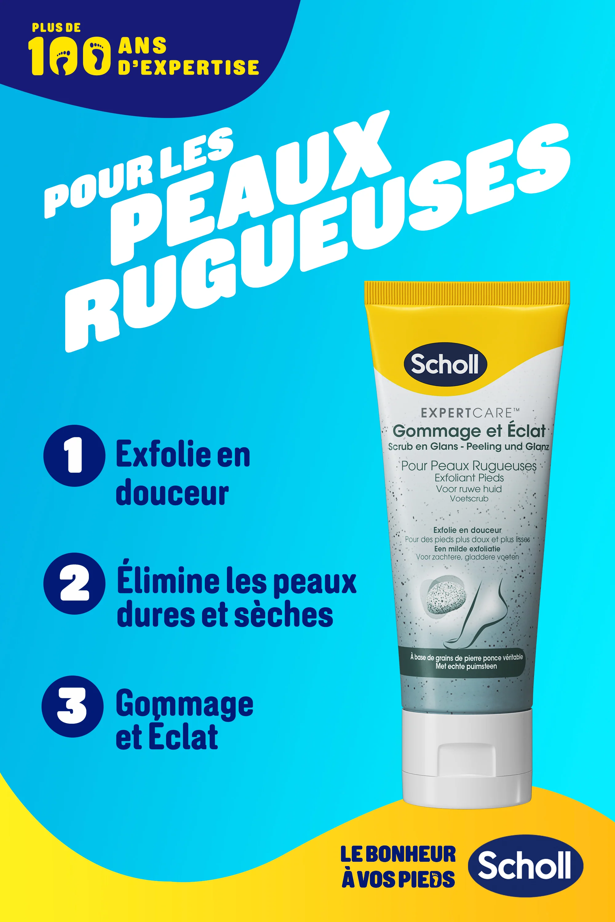 Scholl Crème Pieds Gommage et Éclat pour peaux rugueuses, 75ml - Image 3